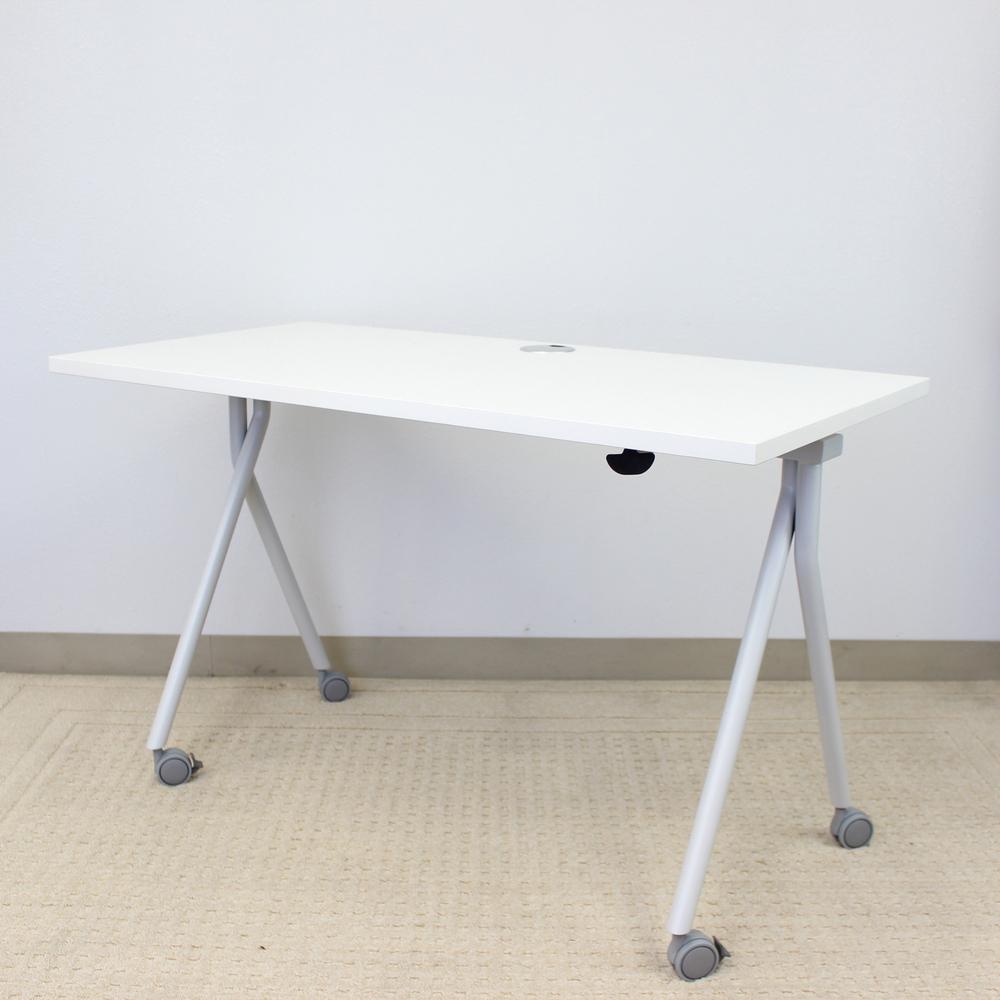 Boss Flip Top Training Table - White Laminate Rectangle Top - Four Leg Base - 4 Legs x 48" Table Top Width x 24" Table Top Depth - 29.50" Height - Wood Top Material. Picture 12