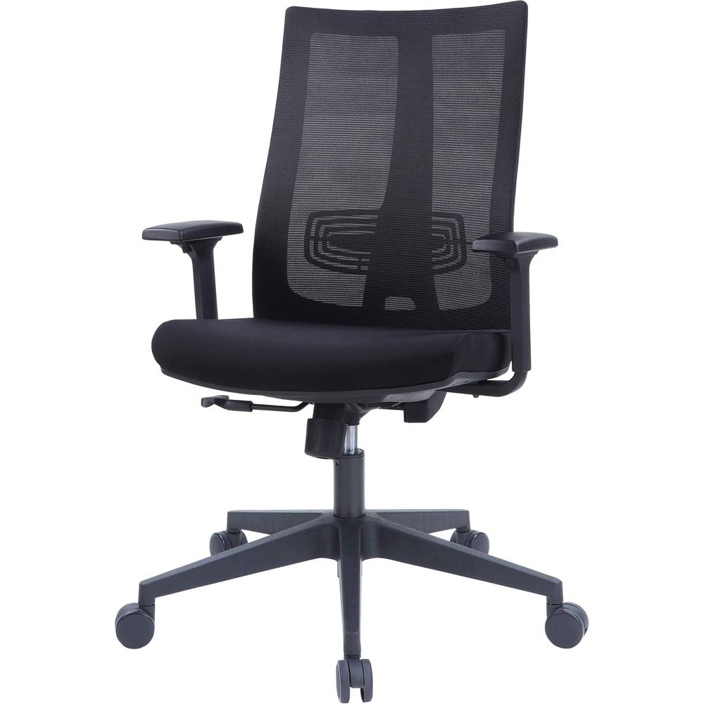 Lorell High-Back Molded Seat Chair - Fabric Seat - High Back - 5-star Base - Black - Armrest - 1 Each. Picture 4
