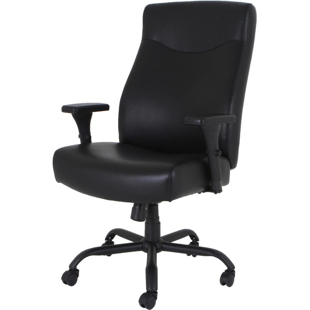 Lorell Executive High-Back Big & Tall Chair - Bonded Leather Seat - Bonded Leather Back - High Back - 5-star Base - Black - Armrest - 1 Each. Picture 2