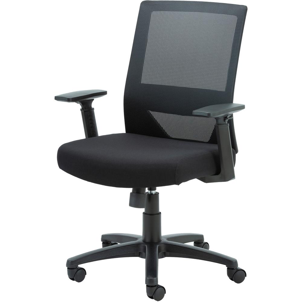 Lorell Mid-Back Mesh Task Chair - Fabric Seat - Mid Back - 5-star Base - Black - Armrest - 1 Each. Picture 11