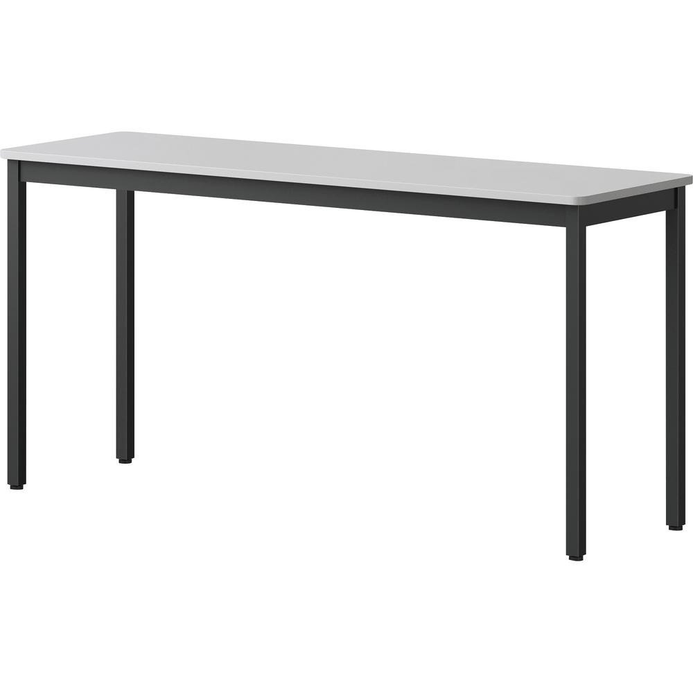 Lorell Utility Table - Gray Rectangle, Laminated Top - Powder Coated Black Base - 500 lb Capacity - 59.88" Table Top Width x 18.13" Table Top Depth - 30" Height - Assembly Required - Melamine Top Mate. Picture 4