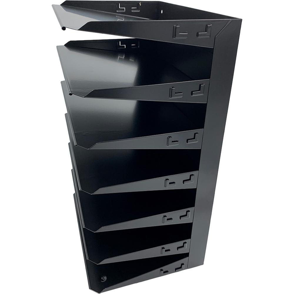 Huron Horizontal Slots Desk Organizer - 7 Compartment(s) - Horizontal - 18" Height x 8.8" Width x 12" Depth - Durable - Black - Steel - 1 Each. Picture 3