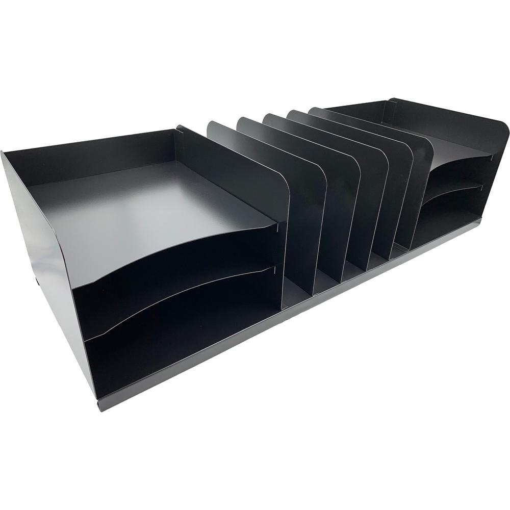 Huron Vertical/Horizontal Combo Desk Organizer - 11 Compartment(s) - Horizontal/Vertical - 8" Height x 30" Width x 11" Depth - Durable - Black - Steel - 1 Each. Picture 2