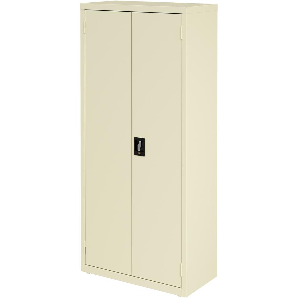 Lorell Fortress Series Slimline Storage Cabinet - 30" x 15" x 66" - 4 x Shelf(ves) - 720 lb Load Capacity - Durable, Welded, Nonporous Surface, Recessed Handle, Removable Lock, Locking System - Putty . Picture 11