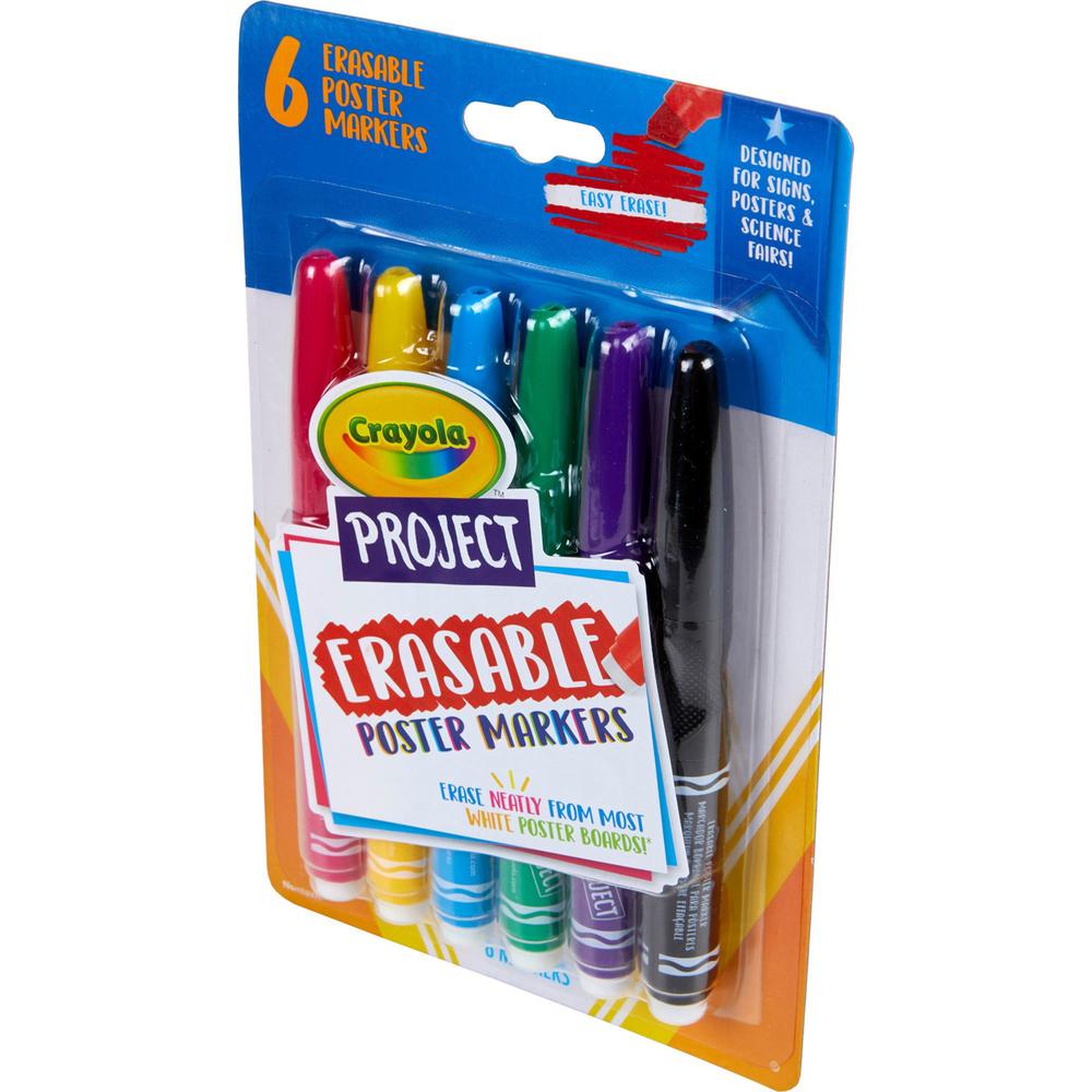 Crayola Project Erasable Poster Markers - Chisel Marker Point Style - Red, Yellow, Green, Blue, Purple, Black - 6 / Pack. Picture 13