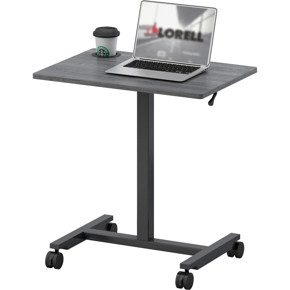 Lorell Height-adjustable Mobile Desk - Weathered Charcoal Laminate Top - Powder Coated Base - Adjustable Height - 30" to 43.63" Adjustment - 43" Height x 26.63" Width x 19.13" Depth - Assembly Require. Picture 7