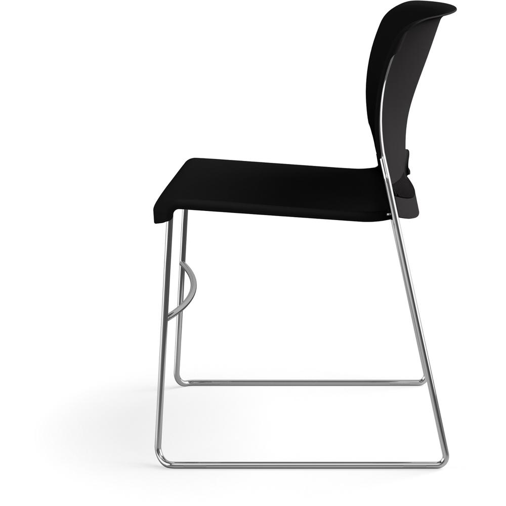 HON 4040 Series High Density Olson Stacker Chair - Onyx Plastic Seat - Onyx Plastic Back - Chrome Steel Frame - 4 / Carton. Picture 4