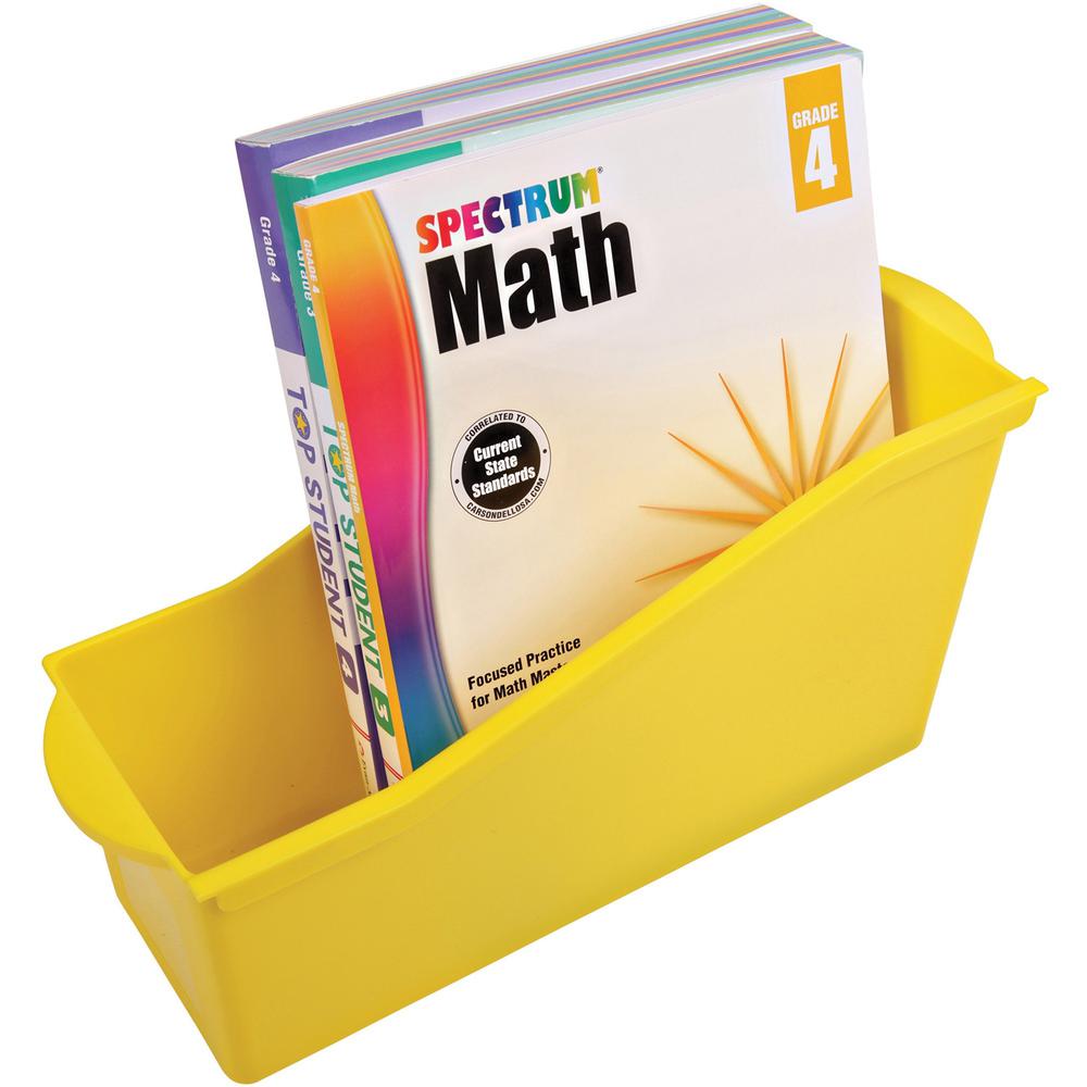 Deflecto Antimicrobial Kids Book Bin - 7.4" Height x 14.2" Width x 5.3" Depth - Antimicrobial, Lightweight, Portable, Mold Resistant, Mildew Resistant, Stackable, Handle - Yellow - Polypropylene - 1 E. Picture 2