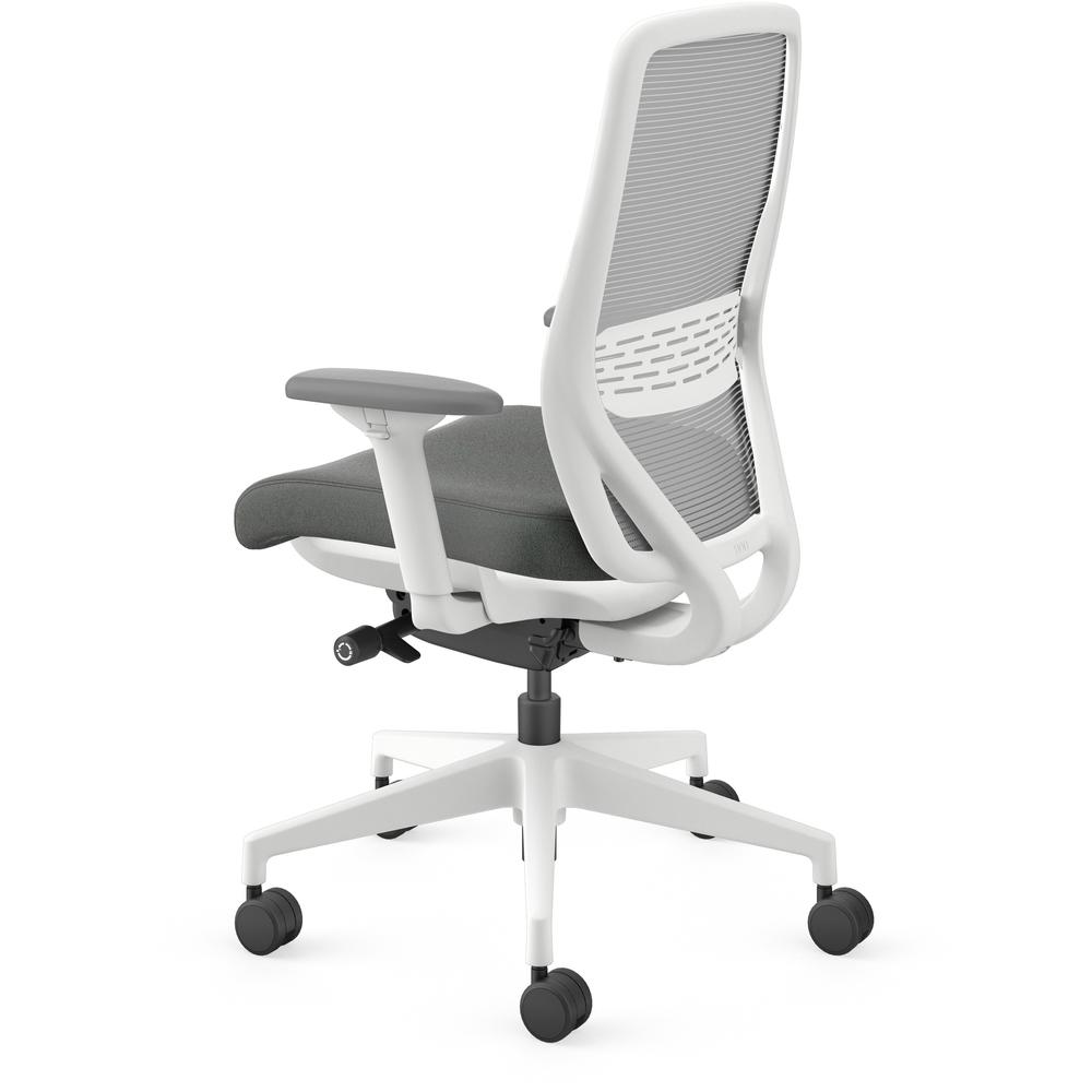 HON Nucleus Recharge Task Chair - Iron Ore Fabric Seat - Fog Back - Designer White Frame - Armrest - 1 Each. Picture 4