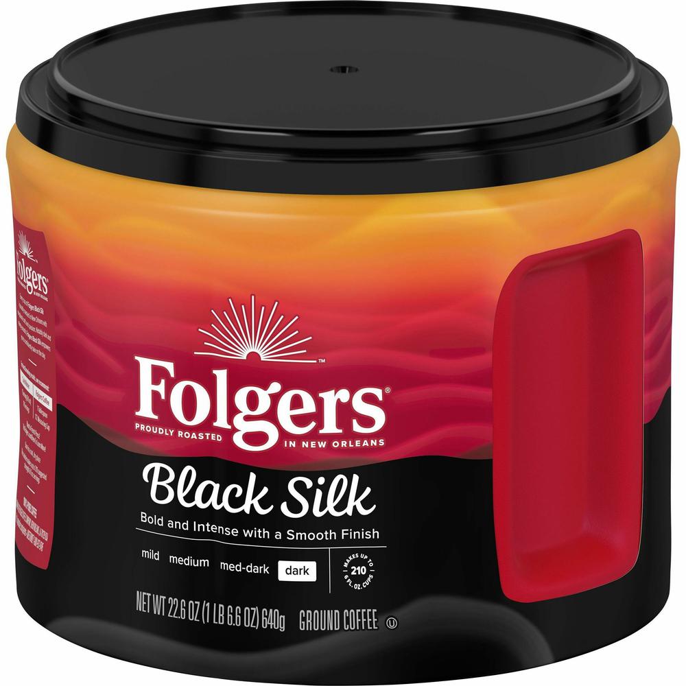 Folgers&reg; Ground Black Silk Coffee - Dark - 22.6 oz - 6 / Carton. Picture 3