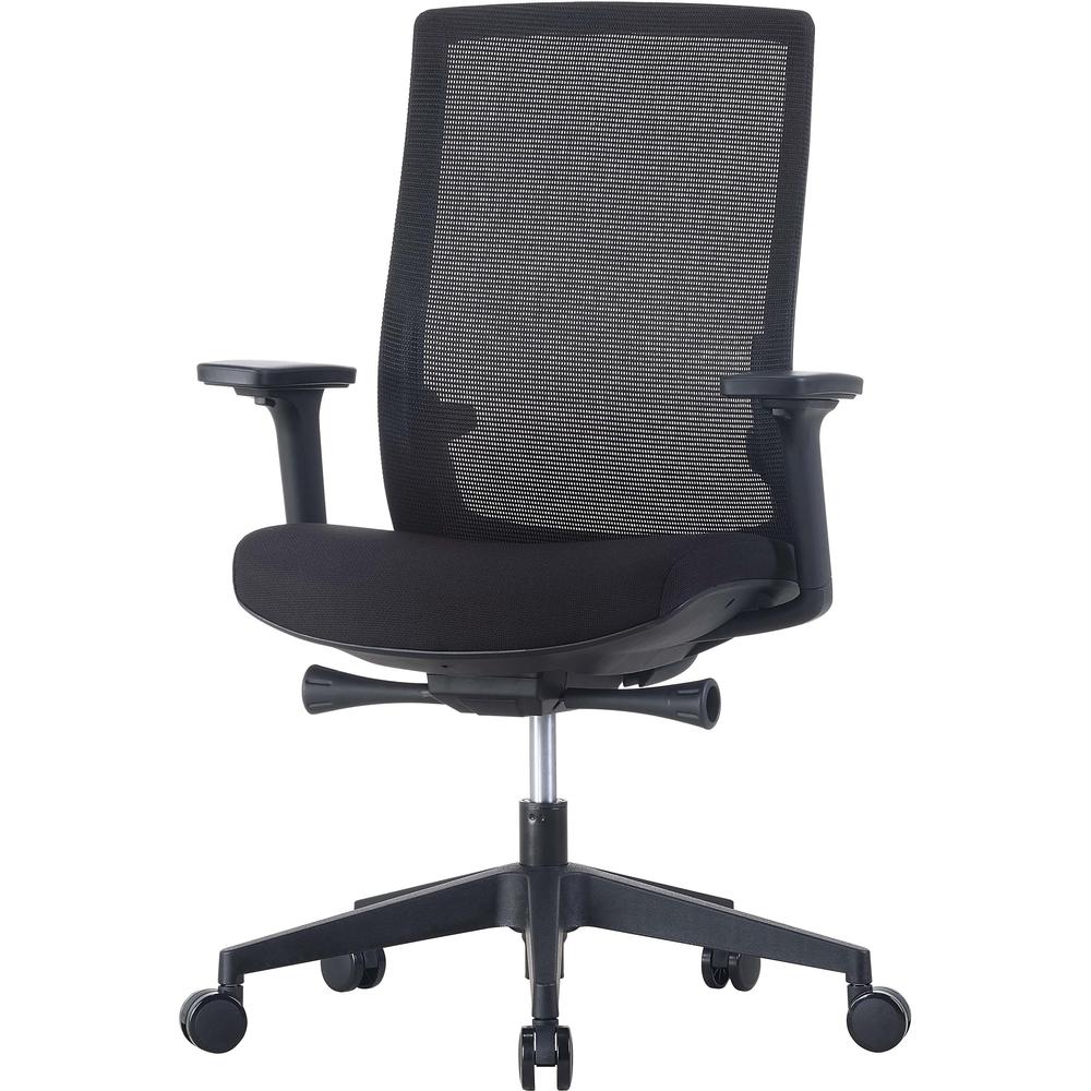 Lorell Mid-back Mesh Chair - Mid Back - 5-star Base - Black - Armrest - 1 Each. Picture 3