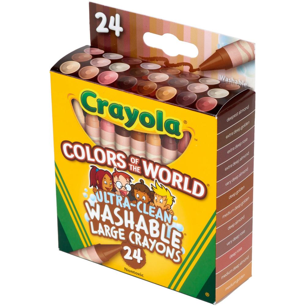 Crayola Ultra-Clean Washabe Large Crayons - Assorted, Almond, Rose, Gold - 24 / Pack. Picture 2