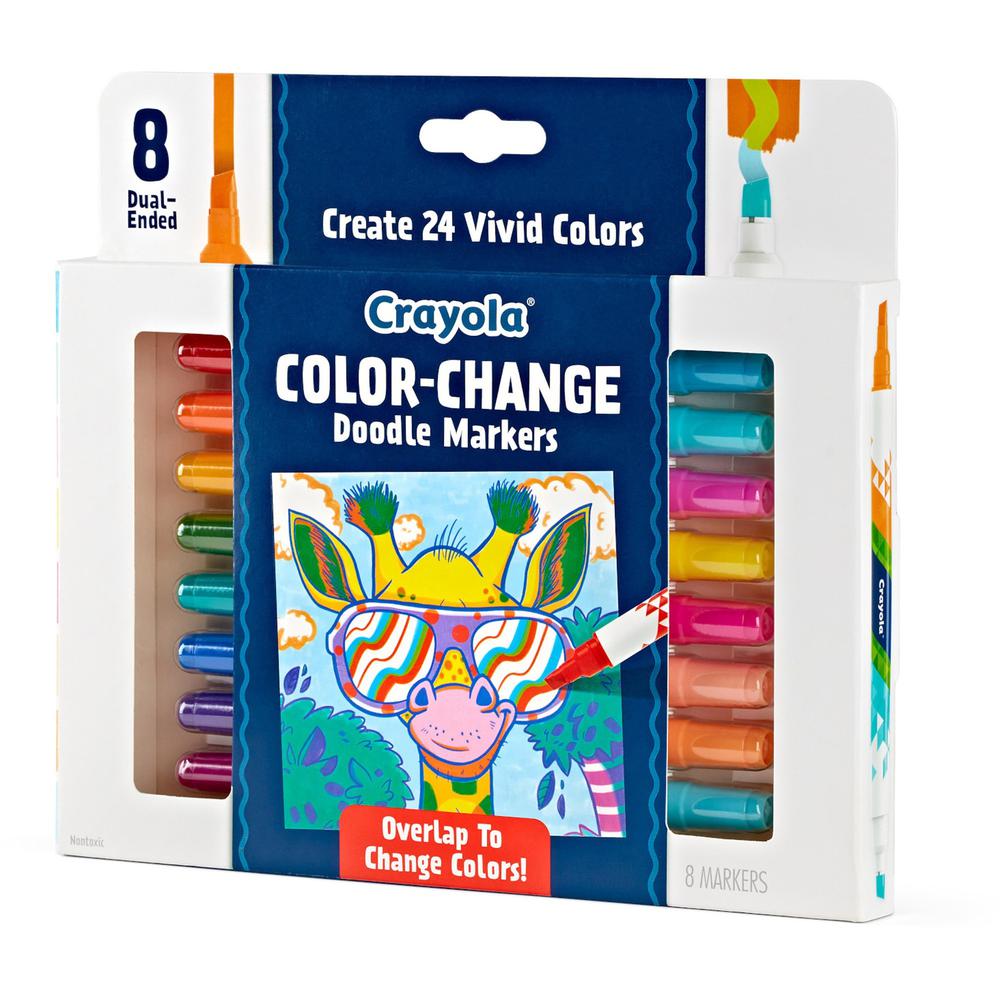 Crayola Color Change Doodle Markers - Chisel Marker Point Style - Multicolor - 8 / Pack. Picture 6