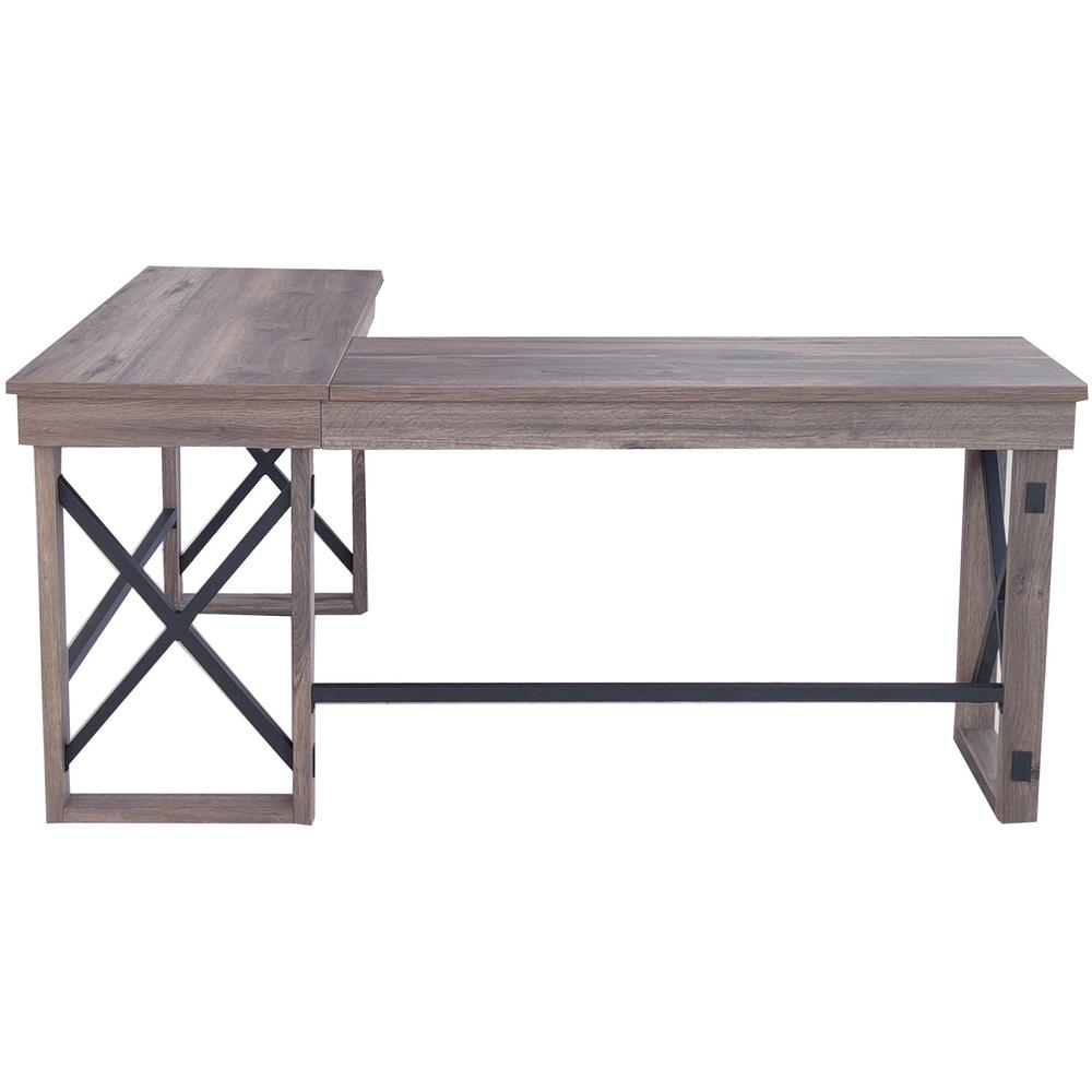 LYS L-Shaped Industrial Desk - L-shaped Top - 200 lb Capacity x 52.13" Table Top Width x 19.75" Table Top Depth - 29.50" Height - Assembly Required - Aged Oak - Medium Density Fiberboard (MDF) - 1 Eac. Picture 5