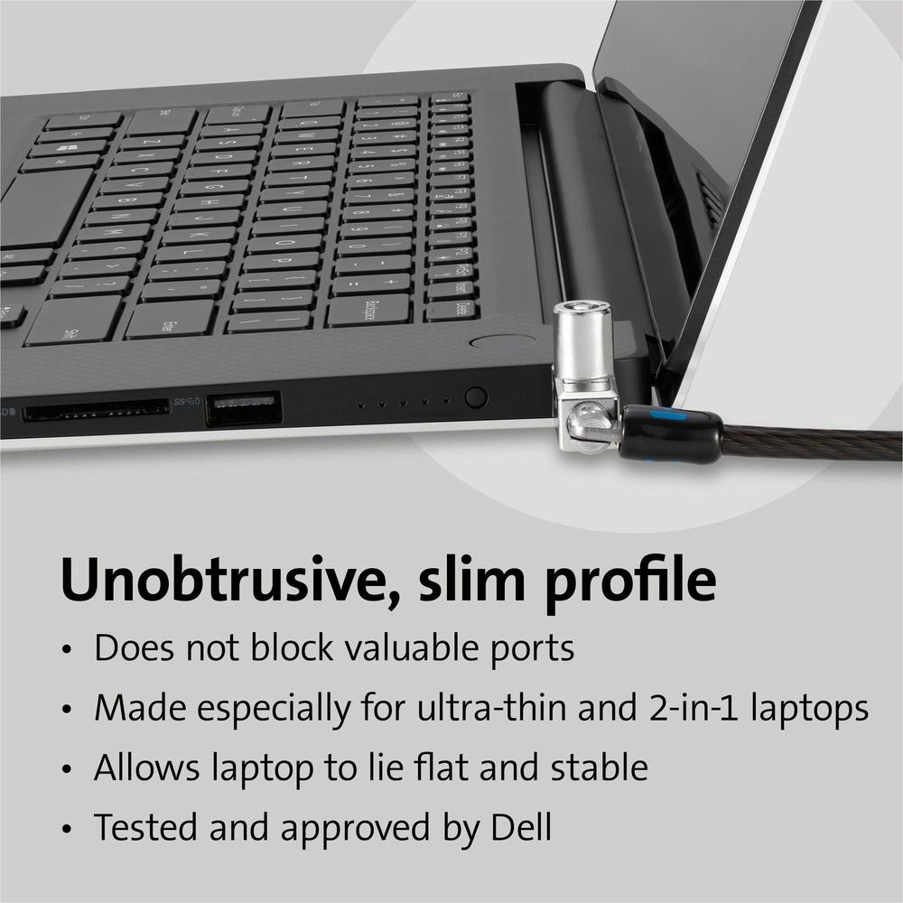 Kensington Slim N17 2.0 Keyed Laptop Lock - Keyed Lock - Black - Carbon Steel - 6 ft - For Notebook. Picture 3