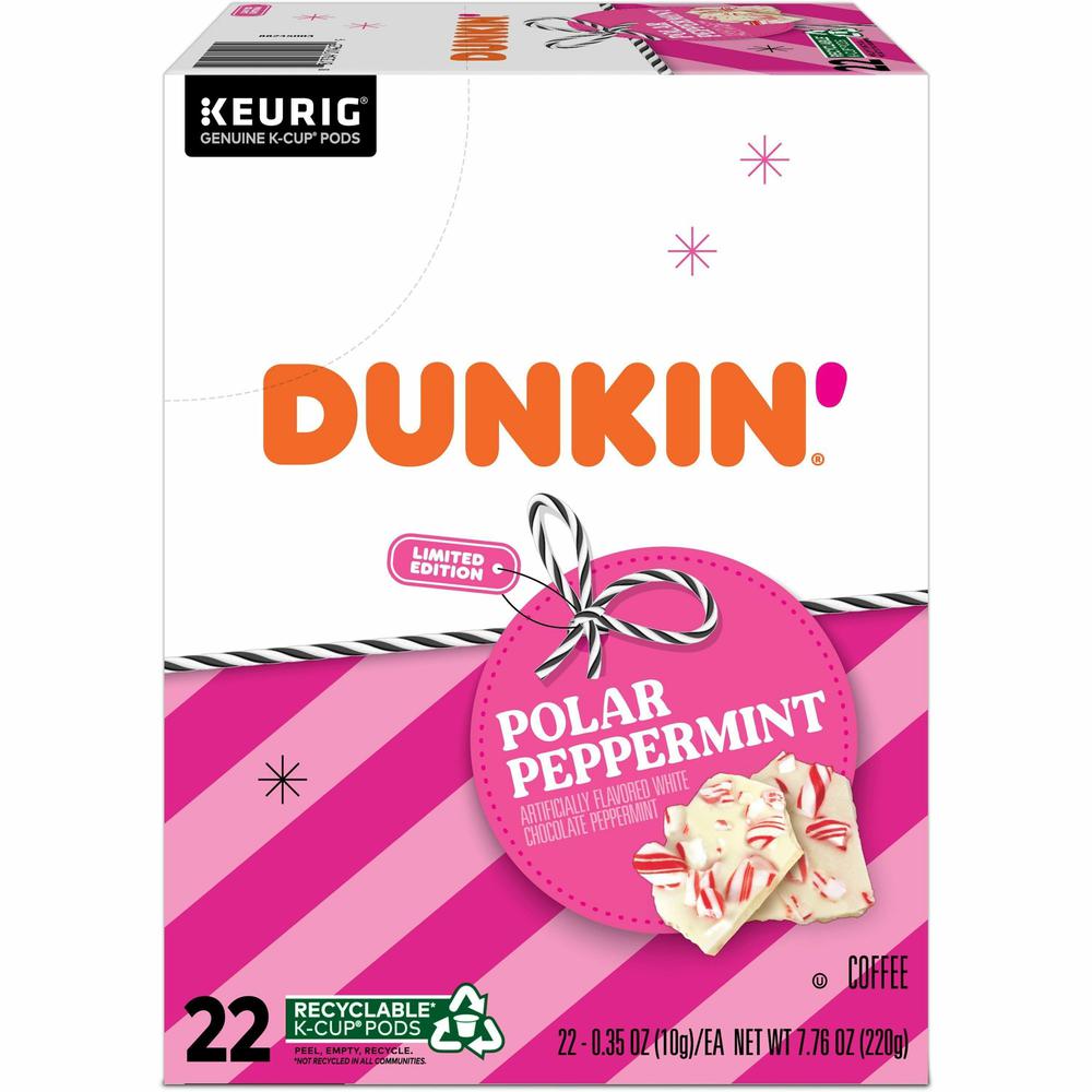 Dunkin'&reg; K-Cup Polar Peppermint Coffee - Compatible with Keurig K-Cup Brewer - Medium - 22 / Box. Picture 4