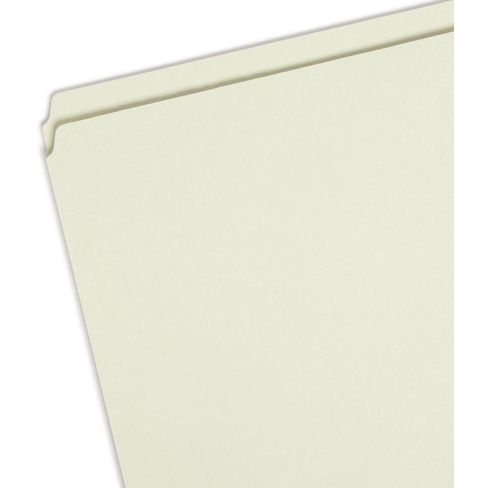 Smead Straight Tab Cut Letter Recycled Top Tab File Folder - 1" Folder Capacity - 8 1/2" x 11" - 1" Expansion - Pressboard - Gray, Green - 100% Recycled - 25 / Box. Picture 4