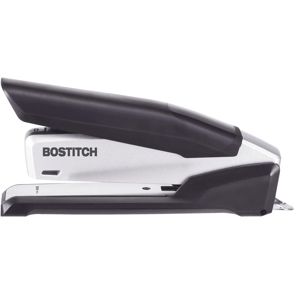 Bostitch InPower Spring-Powered Antimicrobial Desktop Stapler - 28 Sheets Capacity - 210 Staple Capacity - Full Strip - 1 Each - Silver, Black. Picture 3