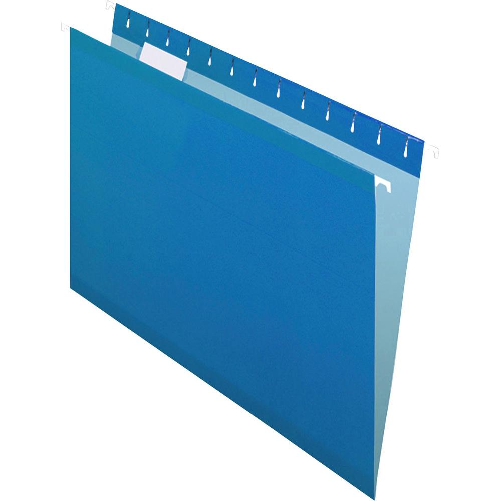 Pendaflex 1/5 Tab Cut Letter Recycled Hanging Folder - 8 1/2" x 11" - Blue - 10% Recycled - 25 / Box. Picture 2