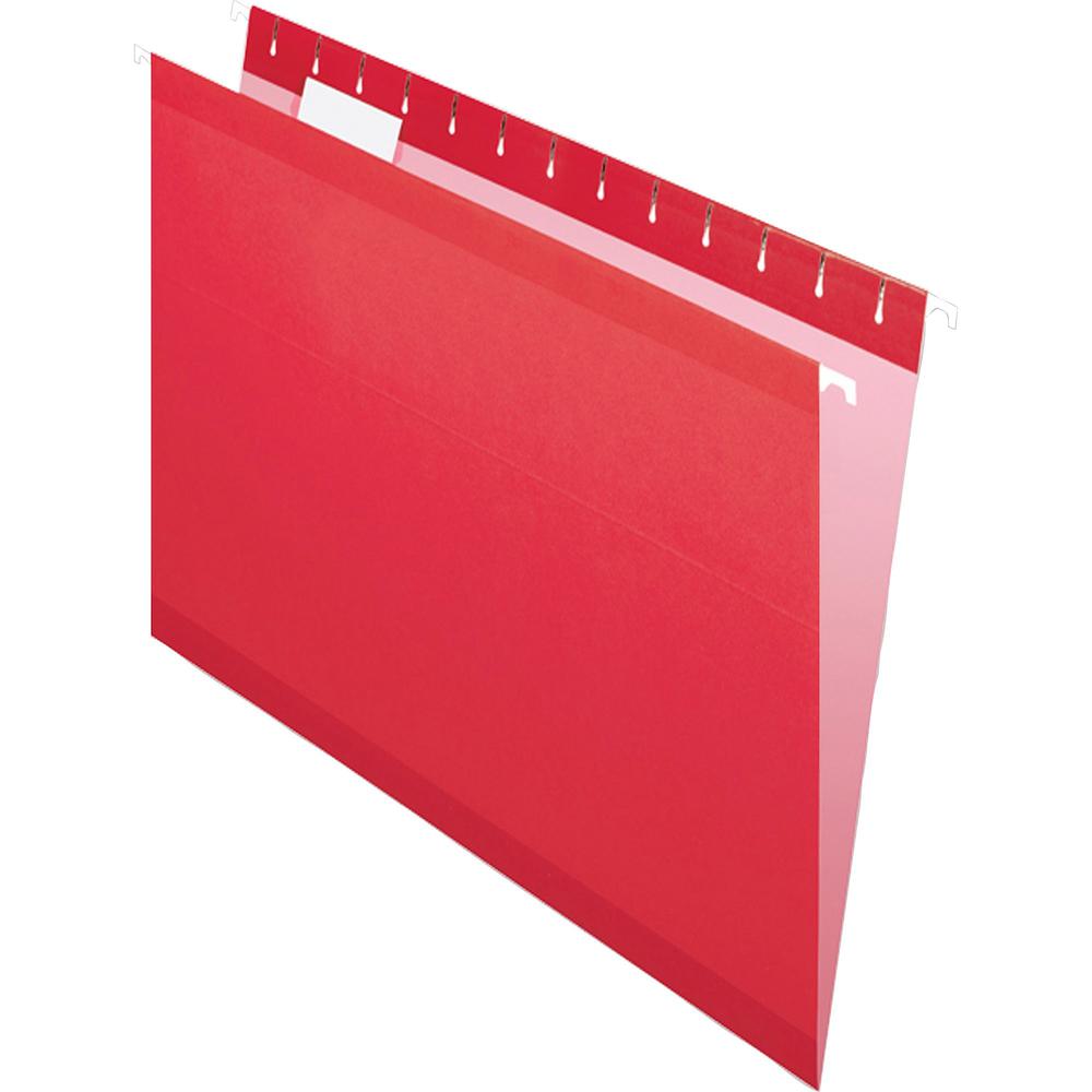 Pendaflex 1/5 Tab Cut Letter Recycled Hanging Folder - 8 1/2" x 11" - Red - 10% Recycled - 25 / Box. Picture 4