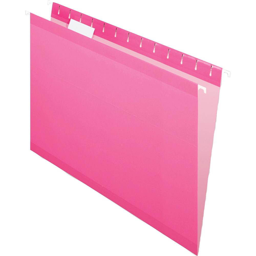 Pendaflex 1/5 Tab Cut Legal Recycled Hanging Folder - 8 1/2" x 14" - Pink - 10% Recycled - 25 / Box. Picture 2