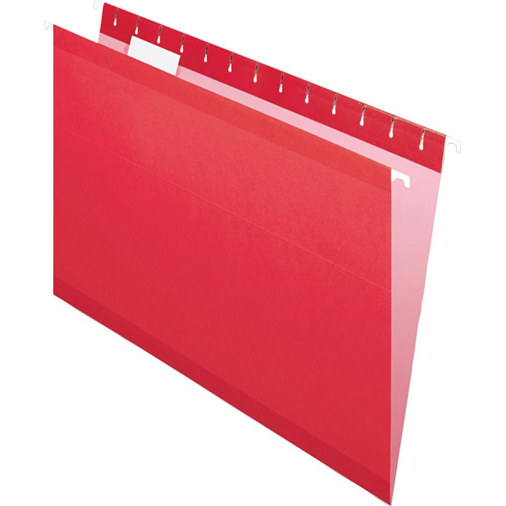 Pendaflex 1/5 Tab Cut Legal Recycled Hanging Folder - 8 1/2" x 14" - Red - 10% Recycled - 25 / Box. Picture 2