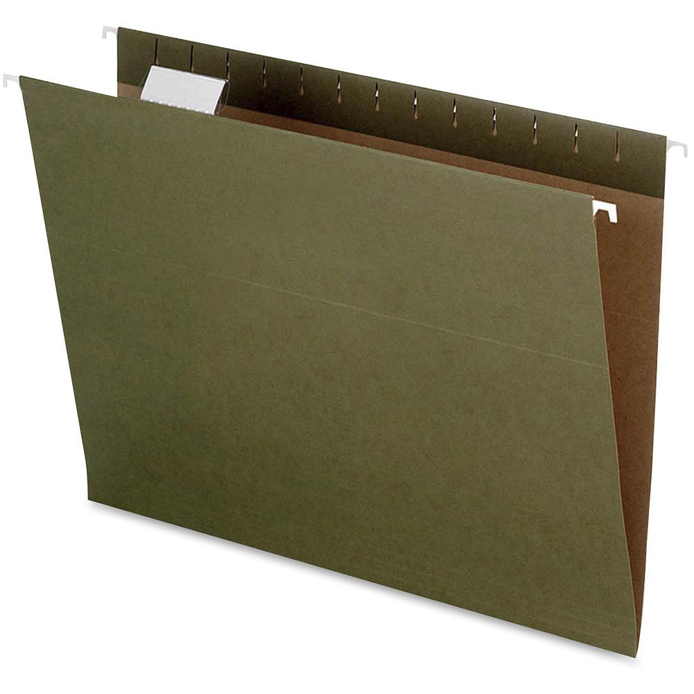 Pendaflex 1/5 Tab Cut Letter Recycled Hanging Folder - 8 1/2" x 11" - Green - 100% Recycled - 25 / Box. Picture 3