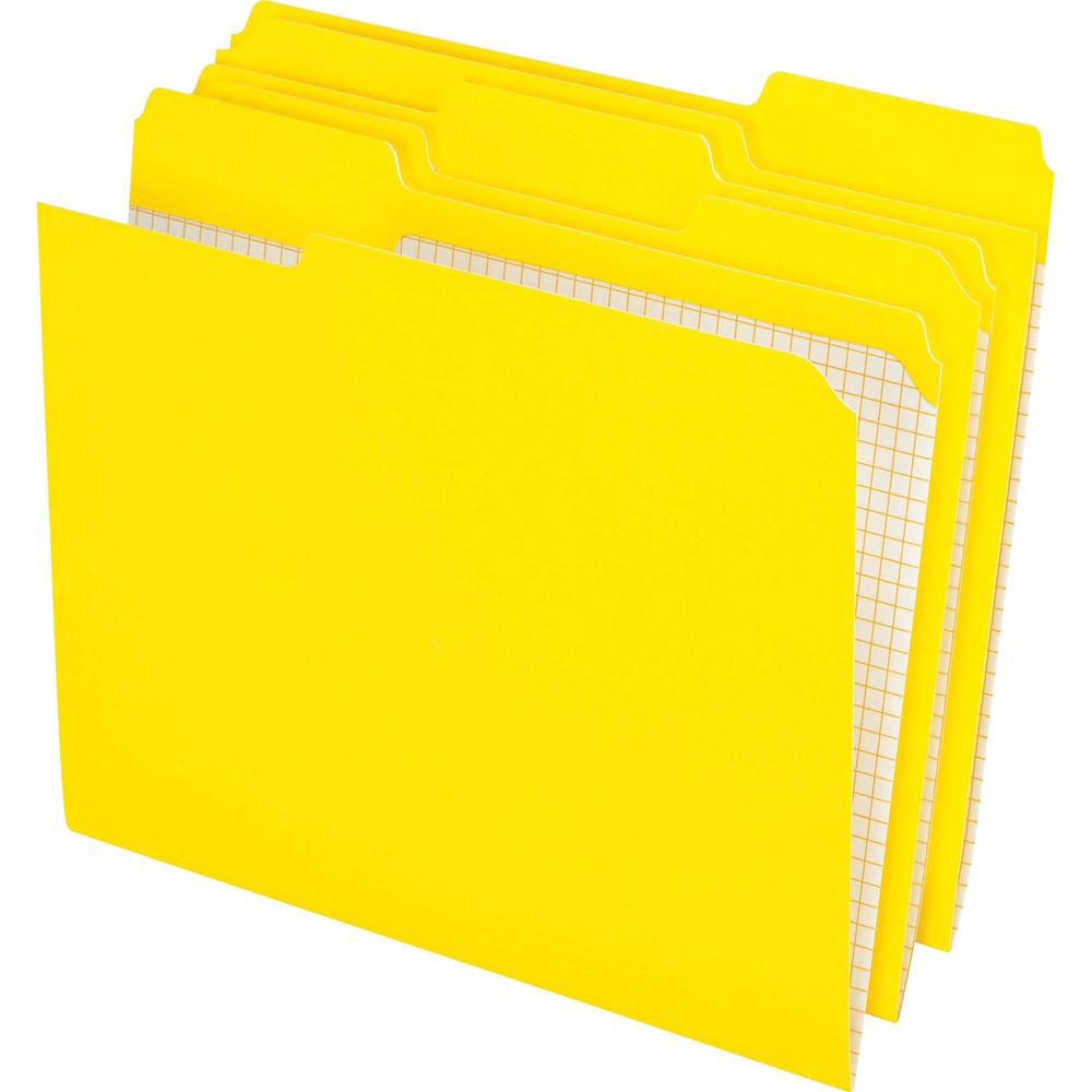 Pendaflex 1/3 Tab Cut Letter Recycled Top Tab File Folder - 8 1/2" x 11" - Yellow - 10% Recycled - 100 / Box. Picture 2