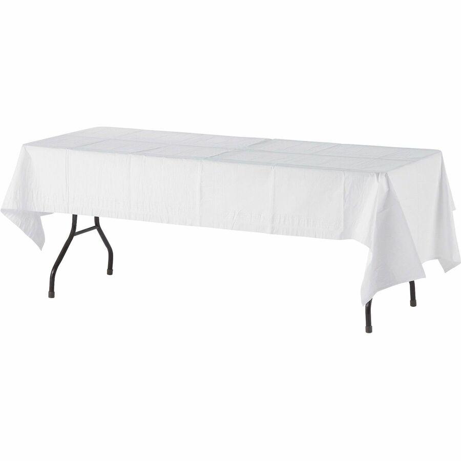 Tatco White Paper Rectangular Tablecovers - 108" Length x 54" Width - Paper - White - 20 / Carton. Picture 3