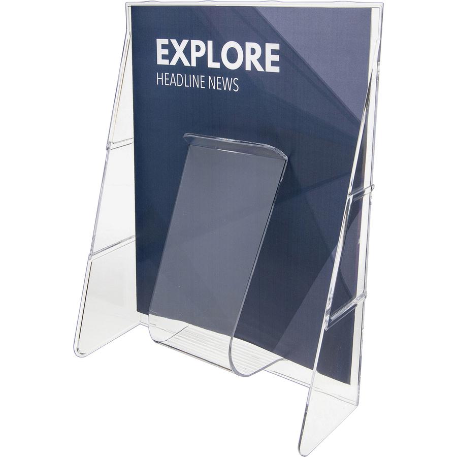 Deflecto Stand-Tall Literature Display - 1 Pocket(s) - 11.8" Height x 9.1" Width x 2.8" DepthDesktop - Clear - Plastic - 1 Each. Picture 4
