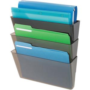 Deflecto Stackable DocuPocket Set - 3 Pocket(s) - 7" Height x 13" Width x 4" Depth - Stackable - Smoke - 3 / Set. Picture 4