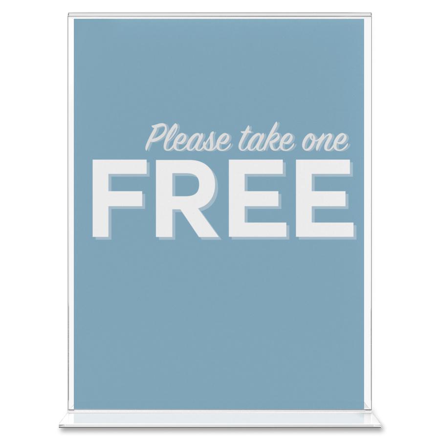 Deflecto Classic Image Double-Sided Sign Holder - 1 Each - 8.5" Width x 11" Height - Rectangular Shape - Self-standing, Bottom Loading - Indoor, Outdoor - Plastic - Clear. Picture 3