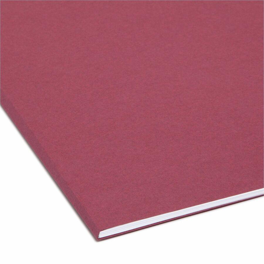 Smead 1/3 Tab Cut Letter Recycled Hanging Folder - 8 1/2" x 11" - 3/4" Expansion - Top Tab Location - Assorted Position Tab Position - Maroon - 10% Recycled - 100 / Box. Picture 2