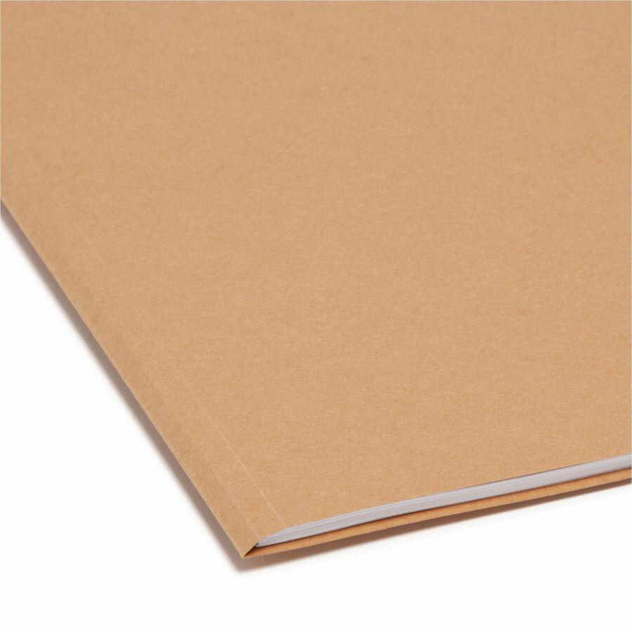 Smead Straight Tab Cut Letter Recycled Top Tab File Folder - 8 1/2" x 11" - 3/4" Expansion - Kraft - Kraft - 10% Recycled - 100 / Box. Picture 4