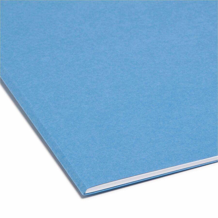 Smead Straight Tab Cut Letter Recycled Top Tab File Folder - 8 1/2" x 11" - 3/4" Expansion - Blue - 10% Recycled - 100 / Box. Picture 2