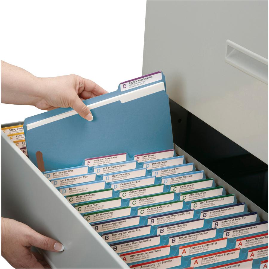Smead Colored 1/3 Tab Cut Letter Recycled Fastener Folder - 8 1/2" x 11" - 3/4" Expansion - 2 x 2K Fastener(s) - 2" Fastener Capacity for Folder - Top Tab Location - Assorted Position Tab Position - B. Picture 12