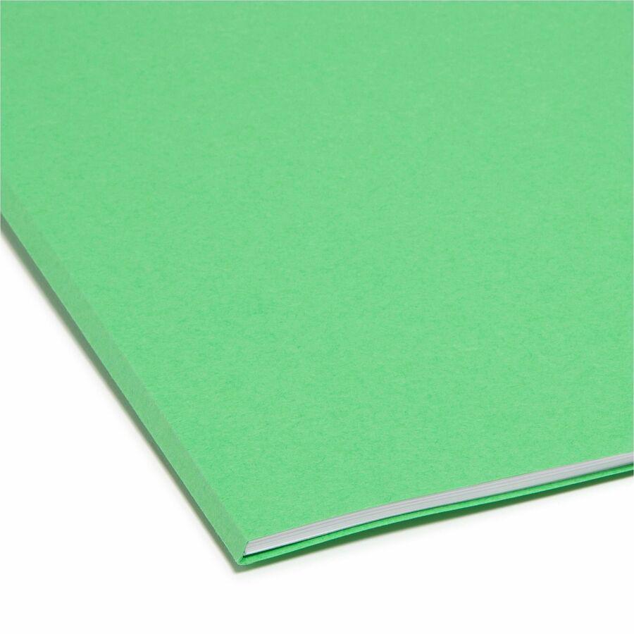 Smead Straight Tab Cut Letter Recycled Top Tab File Folder - 8 1/2" x 11" - 3/4" Expansion - Green - 10% Recycled - 100 / Box. Picture 2