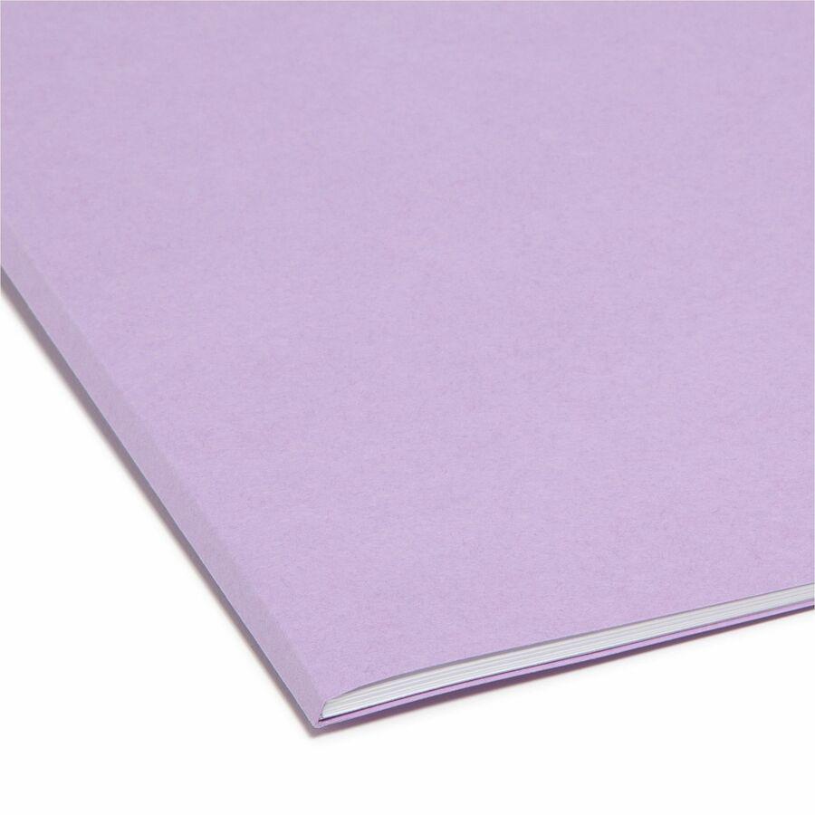 Smead Colored Straight Tab Cut Letter Recycled Top Tab File Folder - 8 1/2" x 11" - 3/4" Expansion - Lavender - 10% Recycled - 100 / Box. Picture 2