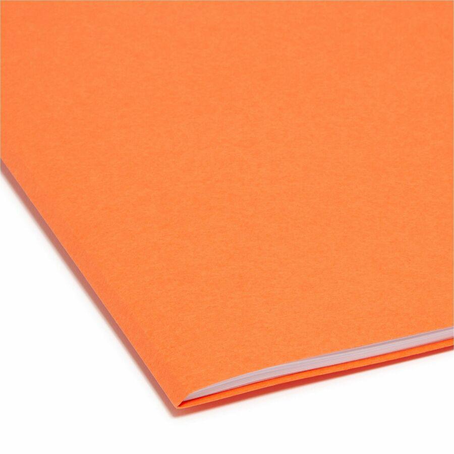 Smead Colored Straight Tab Cut Letter Recycled Top Tab File Folder - 8 1/2" x 11" - 3/4" Expansion - Orange - 10% Recycled - 100 / Box. Picture 2