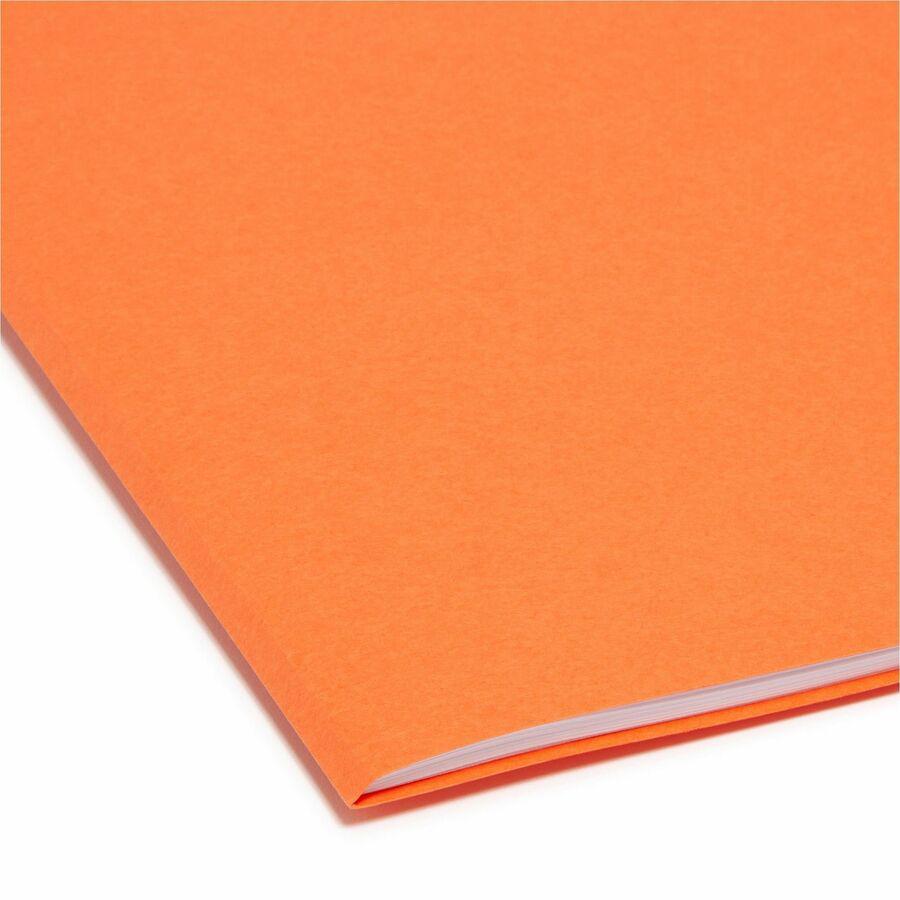 Smead Colored 1/3 Tab Cut Letter Recycled Top Tab File Folder - 8 1/2" x 11" - 3/4" Expansion - Top Tab Location - Assorted Position Tab Position - Orange - 10% Recycled - 100 / Box. Picture 2