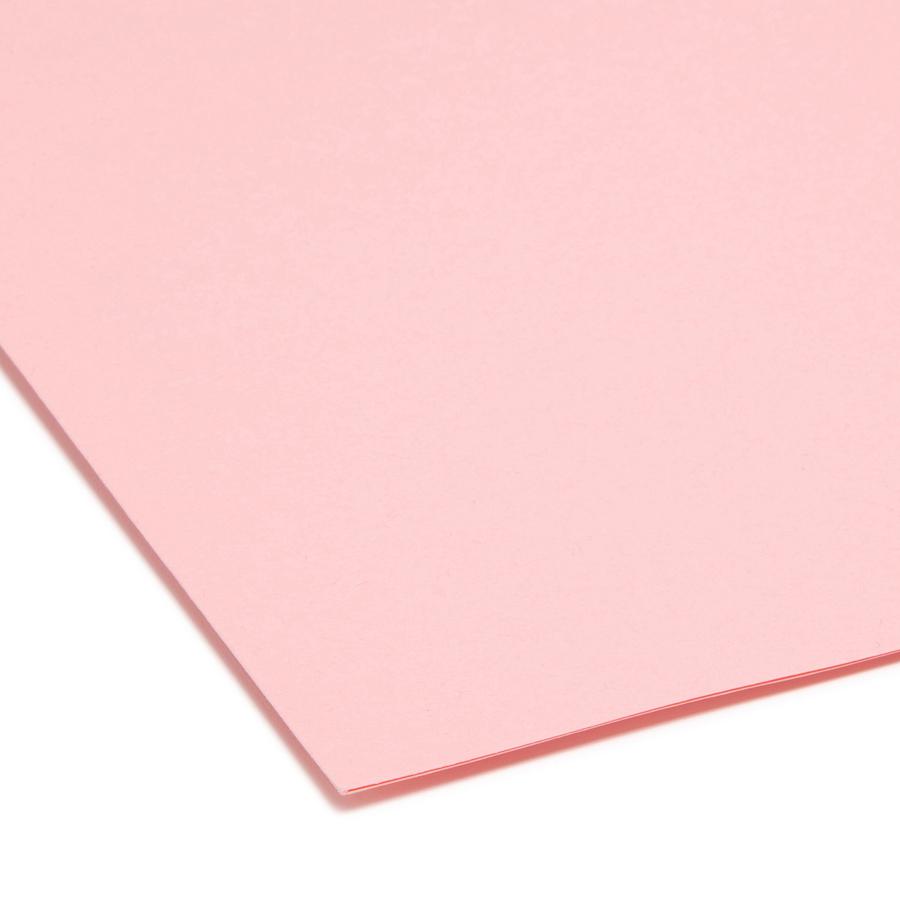 Smead Colored 1/3 Tab Cut Letter Recycled Top Tab File Folder - 8 1/2" x 11" - 3/4" Expansion - Top Tab Location - Assorted Position Tab Position - Pink - 10% Recycled - 100 / Box. Picture 2