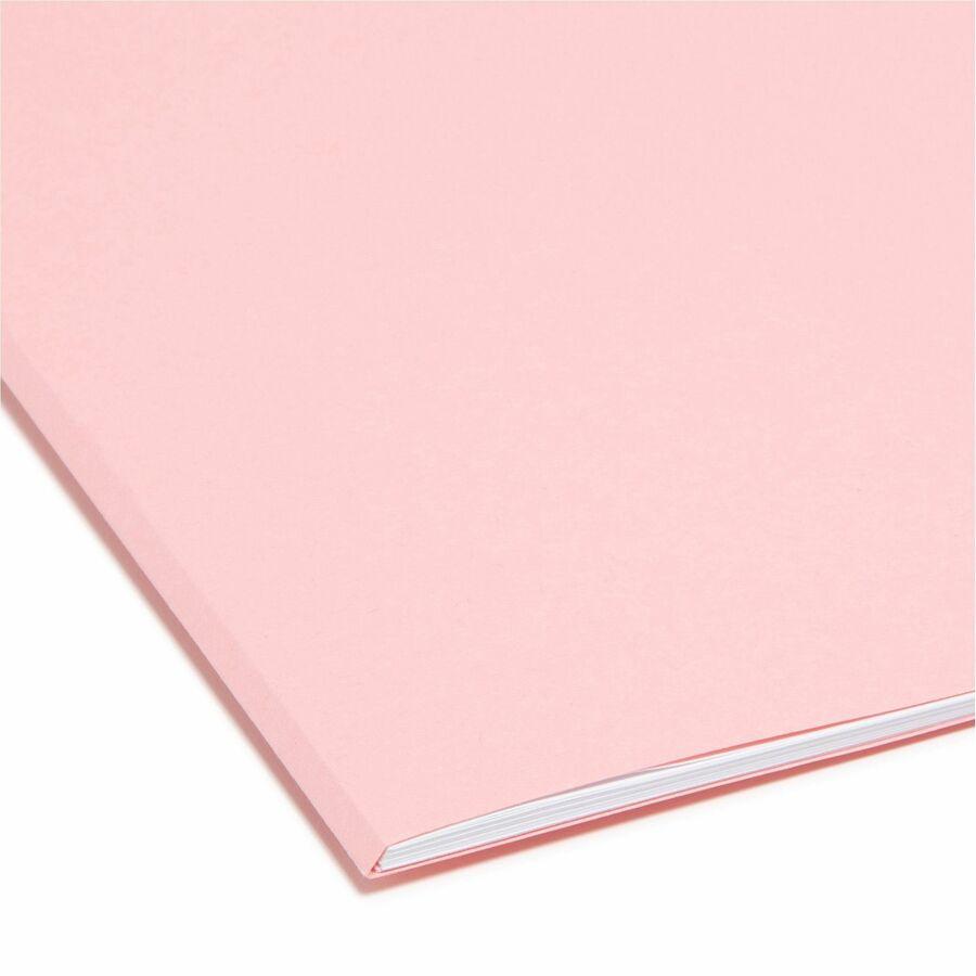 Smead Colored 1/3 Tab Cut Letter Recycled Top Tab File Folder - 8 1/2" x 11" - 3/4" Expansion - Top Tab Location - Assorted Position Tab Position - Pink - 10% Recycled - 100 / Box. Picture 2