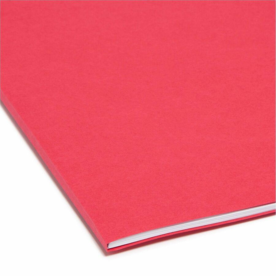 Smead Colored Straight Tab Cut Letter Recycled Top Tab File Folder - 8 1/2" x 11" - 3/4" Expansion - Red - 10% Recycled - 100 / Box. Picture 3