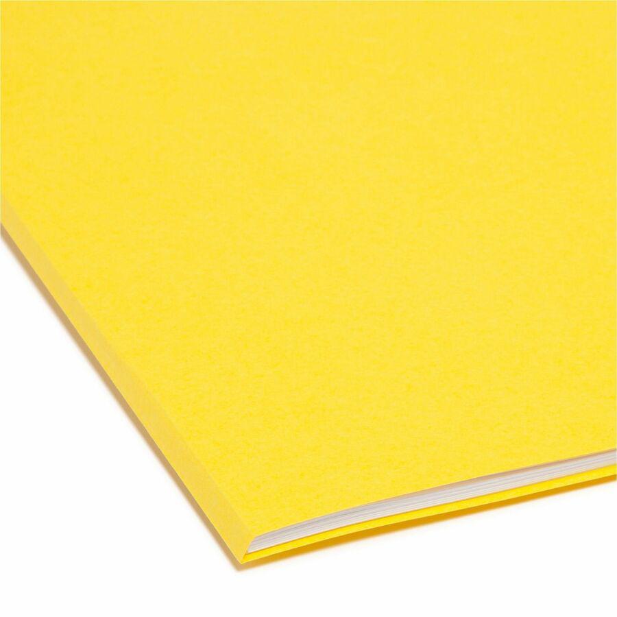 Smead Colored Straight Tab Cut Letter Recycled Top Tab File Folder - 8 1/2" x 11" - 3/4" Expansion - Yellow - 10% Recycled - 100 / Box. Picture 2