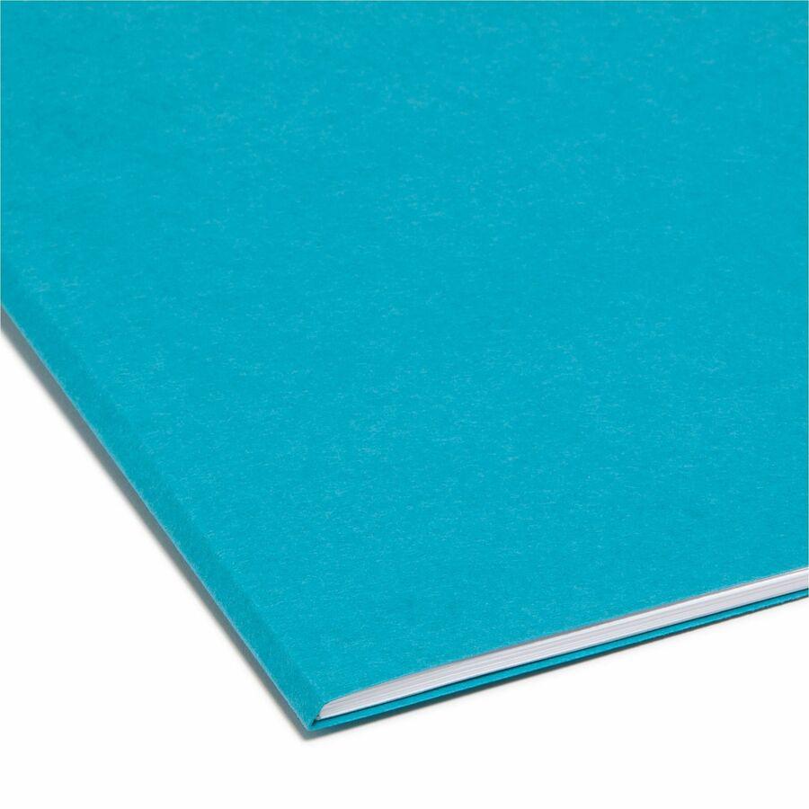 Smead Colored 1/3 Tab Cut Letter Recycled Top Tab File Folder - 8 1/2" x 11" - 3/4" Expansion - Top Tab Location - Assorted Position Tab Position - Teal - 10% Recycled - 100 / Box. Picture 2
