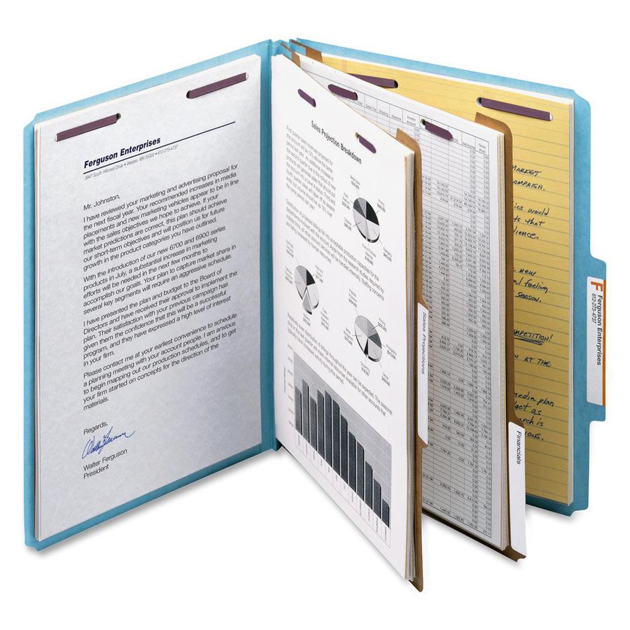 Smead SafeSHIELD 2/5 Tab Cut Letter Recycled Classification Folder - 8 1/2" x 11" - 2" Expansion - 2 x 2S Fastener(s) - 2" Fastener Capacity for Folder - Top Tab Location - Right of Center Tab Positio. Picture 2