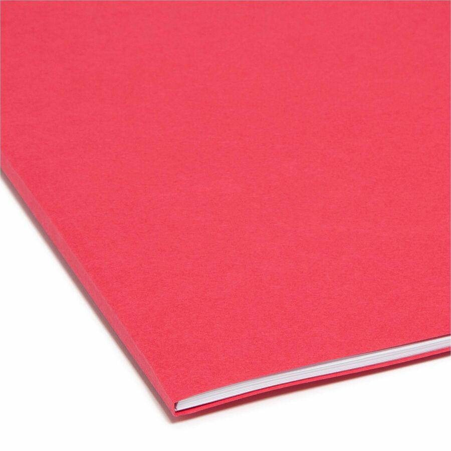 Smead Colored 1/3 Tab Cut Legal Recycled Top Tab File Folder - 8 1/2" x 14" - 3/4" Expansion - Top Tab Location - Assorted Position Tab Position - Red - 10% Recycled - 100 / Box. Picture 9