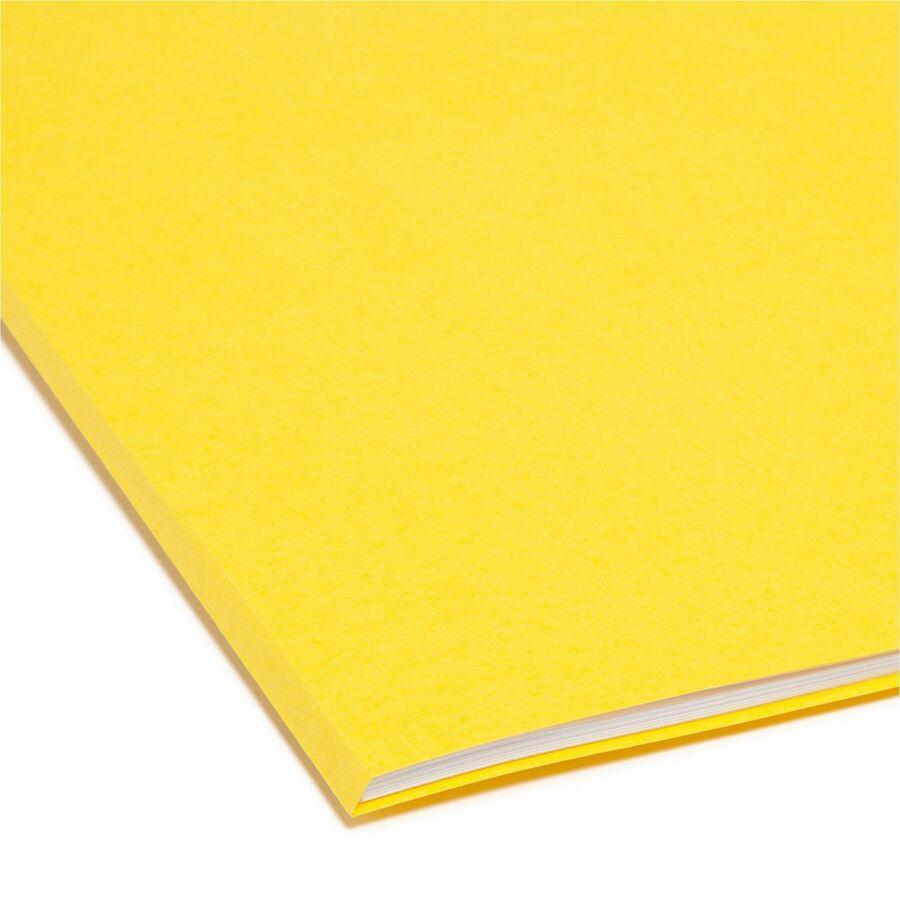 Smead Colored 1/3 Tab Cut Legal Recycled Top Tab File Folder - 8 1/2" x 14" - 3/4" Expansion - Top Tab Location - Assorted Position Tab Position - Vinyl - Yellow - 10% Recycled - 100 / Box. Picture 2