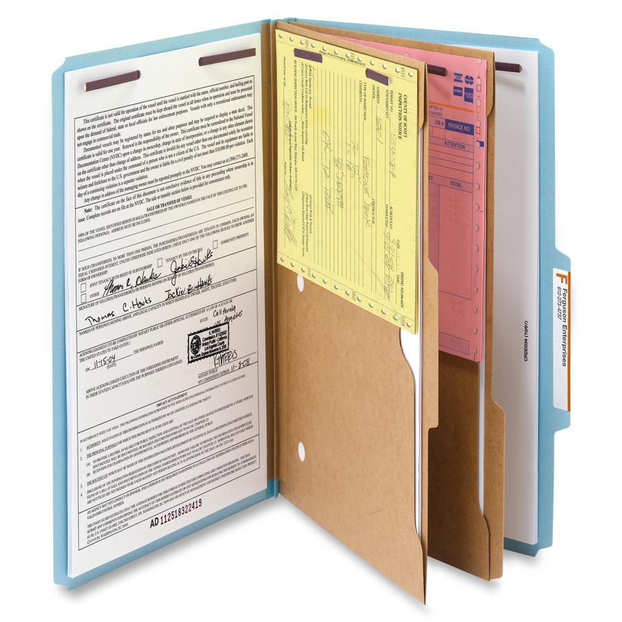Smead Pocket Divider PressBoard Classification Folders - Legal - 8 1/2" x 14" Sheet Size - 2" Expansion - 2" Fastener Capacity for Folder - 2 Pocket(s) - 2/5 Tab Cut - Right of Center Tab Location - 2. Picture 2