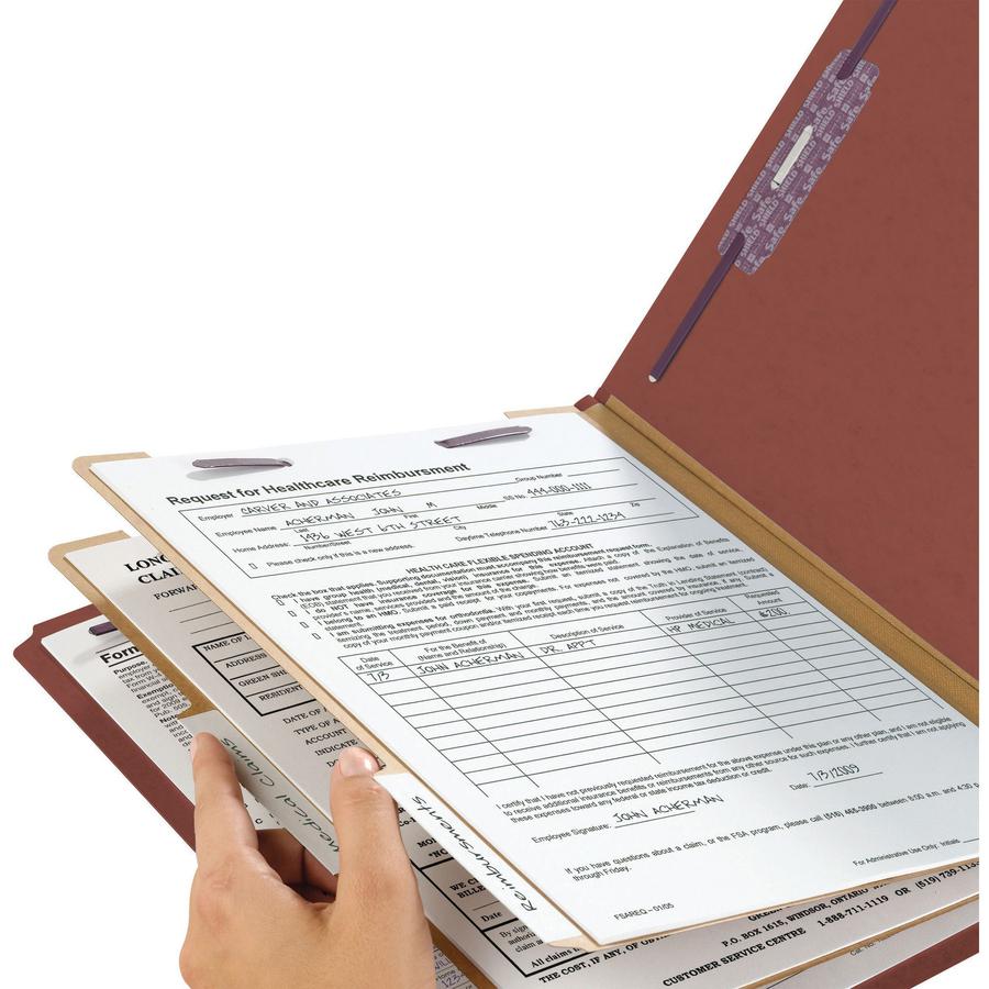 Smead SafeSHIELD 1/3 Tab Cut Legal Recycled Classification Folder - 8 1/2" x 14" - 2" Expansion - 2 x 2S Fastener(s) - 2" Fastener Capacity for Folder - Top Tab Location - Right of Center Tab Position. Picture 7